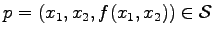 $ p=(x_1,x_2,f(x_1,x_2))\in{\cal S}$