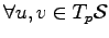 $ \forall u,v\in T_p{\cal S}$